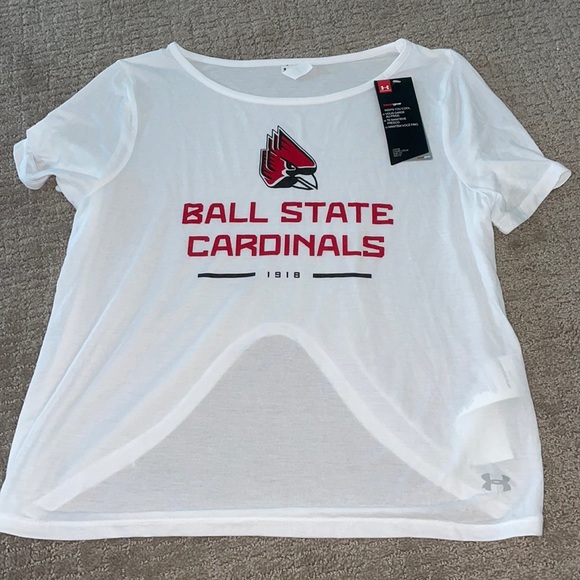NWT Ball state university women’s short sleeve t-shirt white UA small - Picture 1 of 7